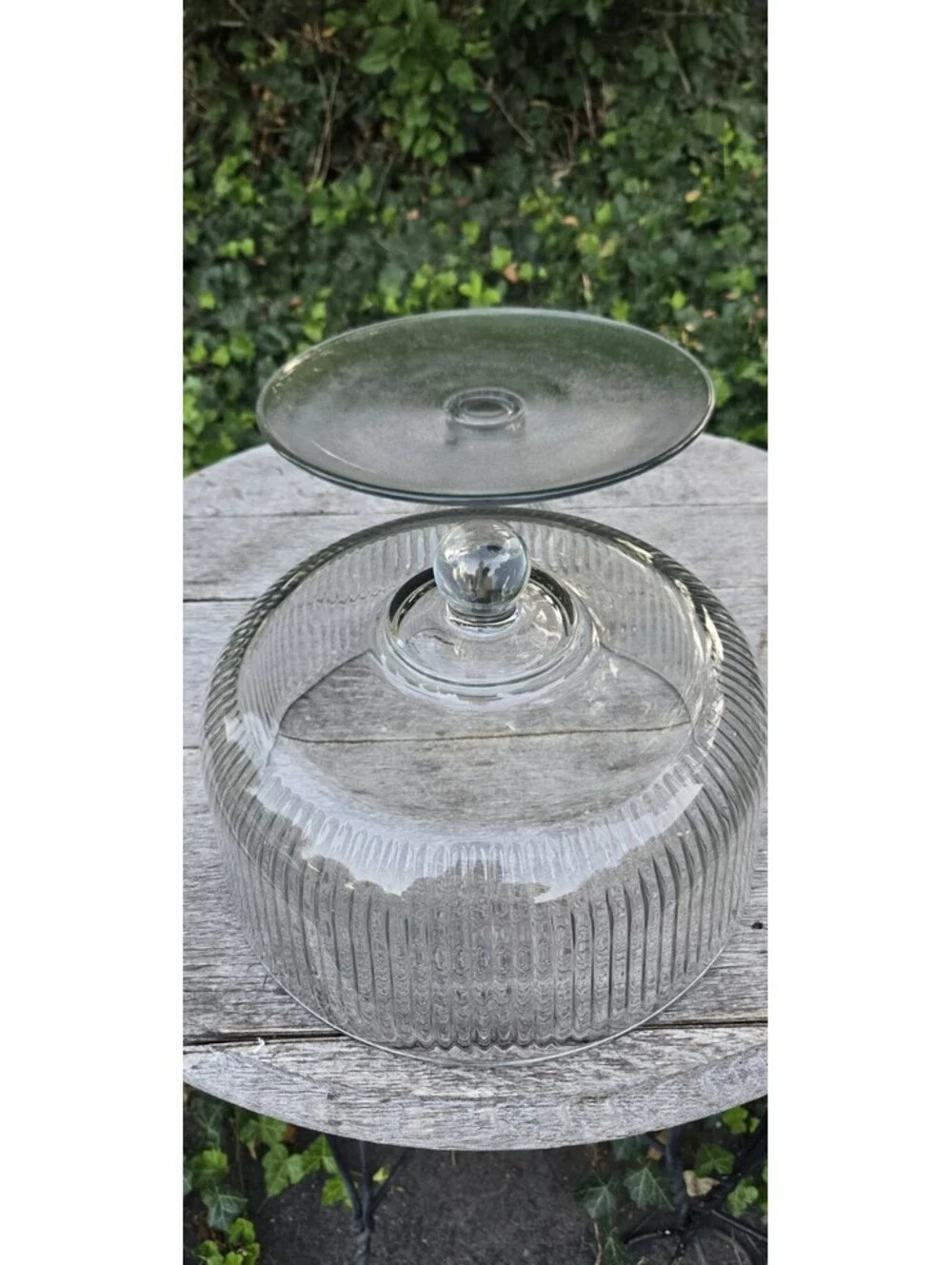 Clear Glass Anchor Hocking Ribbed Glass Cake Stand Doubles As A Punch Bowl